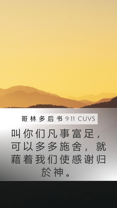 哥 林 多 后 书 9:11 CUVS Bible Verse Image