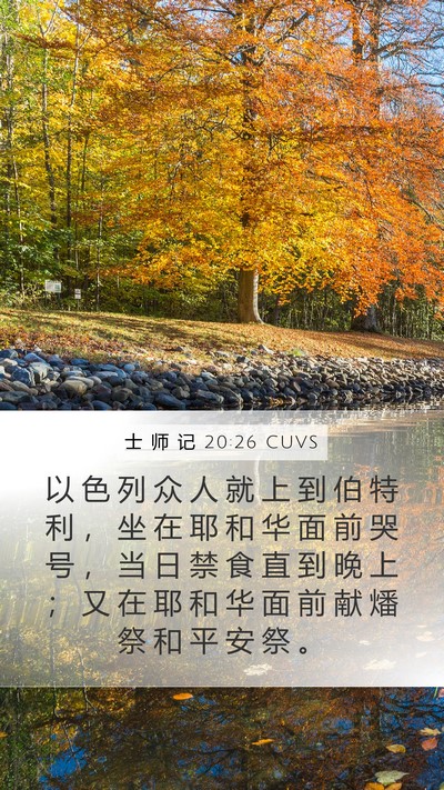 士 师 记 20:26 CUVS Mobile Phone Wallpaper - 以 色 列 众 人 就 上 到 伯 特 利 ， - Mobile Bible Verse Wallpaper