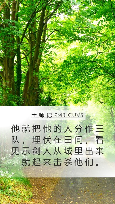 士 师 记 9:43 CUVS Mobile Phone Wallpaper - 他 就 把 他 的 人 分 作 三 队 ， 埋 - Mobile Bible Verse Wallpaper