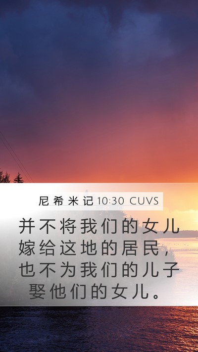 尼 希 米 记 10:30 CUVS Mobile Phone Wallpaper - 并 不 将 我 们 的 女 儿 嫁 给 这 地 - Mobile Bible Verse Wallpaper
