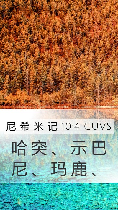 尼 希 米 记 10:4 CUVS Mobile Phone Wallpaper - 哈 突 、 示 巴 尼 、 玛 鹿 - Mobile Bible Verse Wallpaper