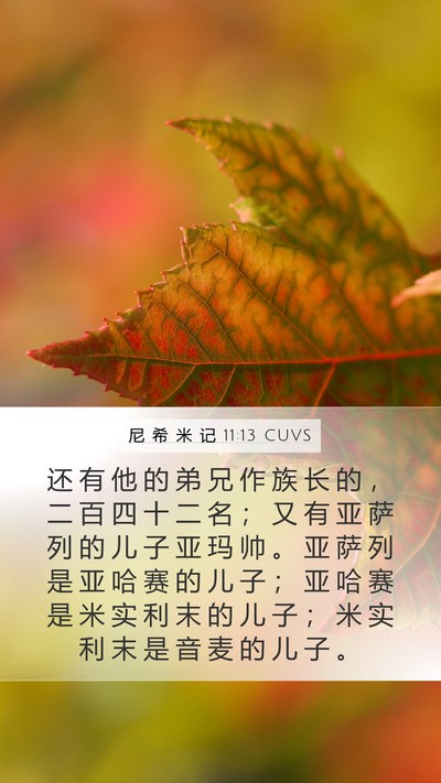 尼 希 米 记 11:13 CUVS Mobile Phone Wallpaper - 还 有 他 的 弟 兄 作 族 长 的 ， 二 - Mobile Bible Verse Wallpaper
