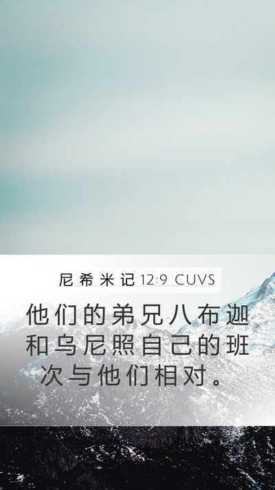 尼 希 米 记 12:9 CUVS Mobile Phone Wallpaper - 他 们 的 弟 兄 八 布 迦 和 乌 尼 照 - Mobile Bible Verse Wallpaper