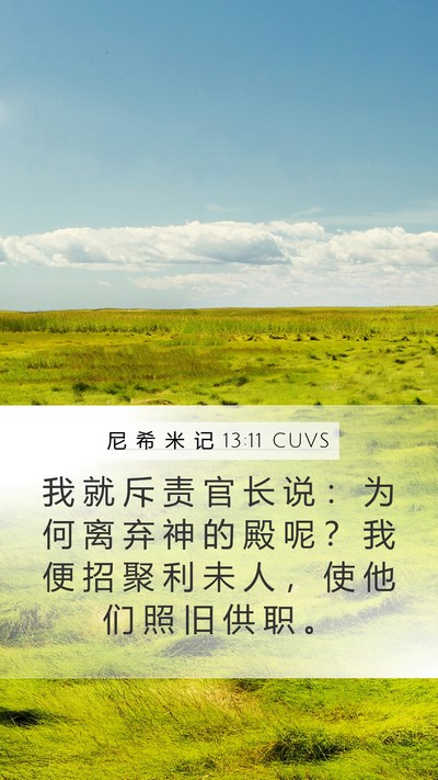 尼 希 米 记 13:11 CUVS Mobile Phone Wallpaper - 我 就 斥 责 官 长 说 ： 为 何 离 弃 - Mobile Bible Verse Wallpaper