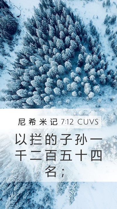尼 希 米 记 7:12 CUVS Mobile Phone Wallpaper - 以 拦 的 子 孙 一 千 二 百 五 十 四 - Mobile Bible Verse Wallpaper