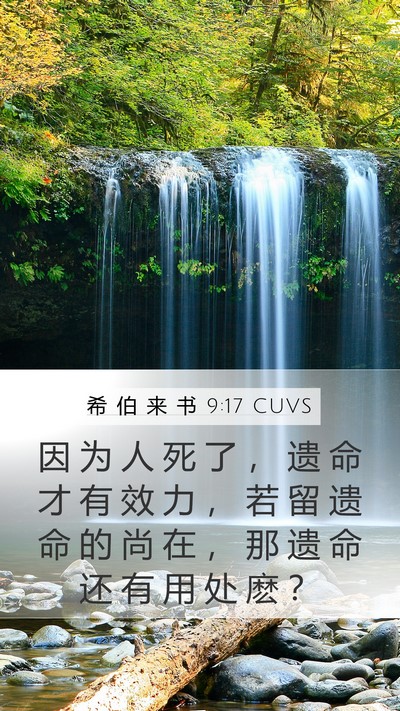 希 伯 来 书 9:17 CUVS Mobile Phone Wallpaper - 因 为 人 死 了 ， 遗 命 才 有 效 力 - Mobile Bible Verse Wallpaper