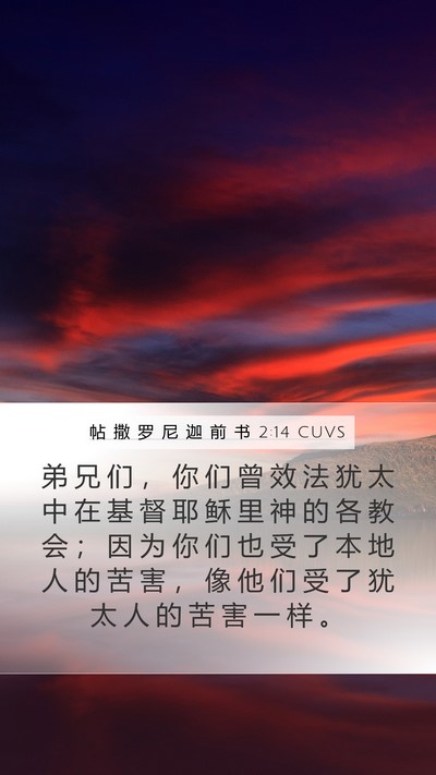 帖 撒 罗 尼 迦 前 书 2:14 CUVS Bible Verse Image