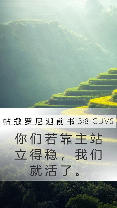 帖 撒 罗 尼 迦 前 书 3:8 CUVS Bible Verse Image