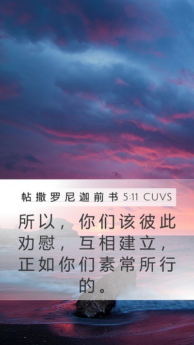 帖 撒 罗 尼 迦 前 书 5:11 CUVS Bible Verse Image