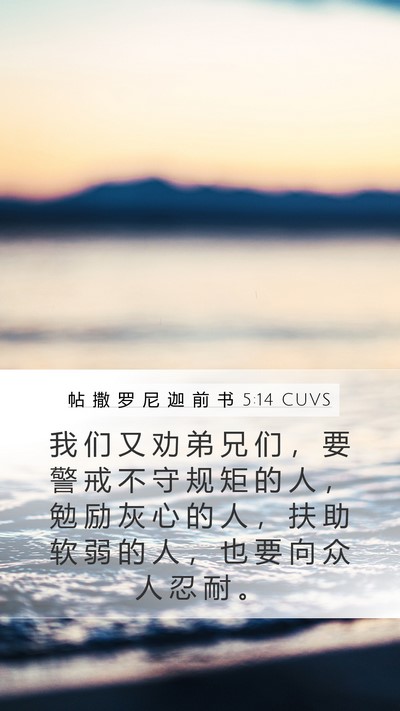 帖 撒 罗 尼 迦 前 书 5:14 CUVS Bible Verse Image