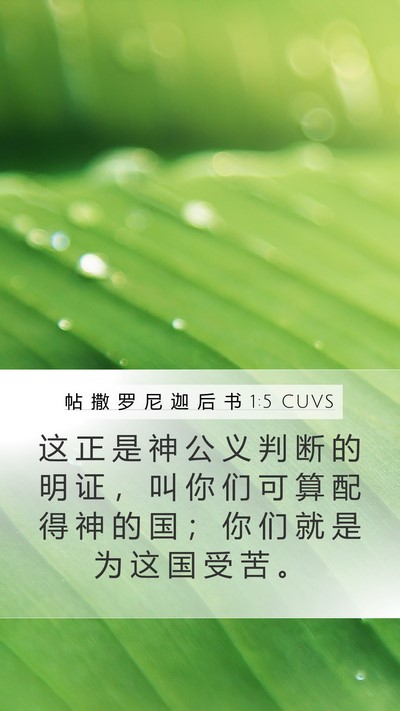 帖 撒 罗 尼 迦 后 书 1:5 CUVS Bible Verse Image