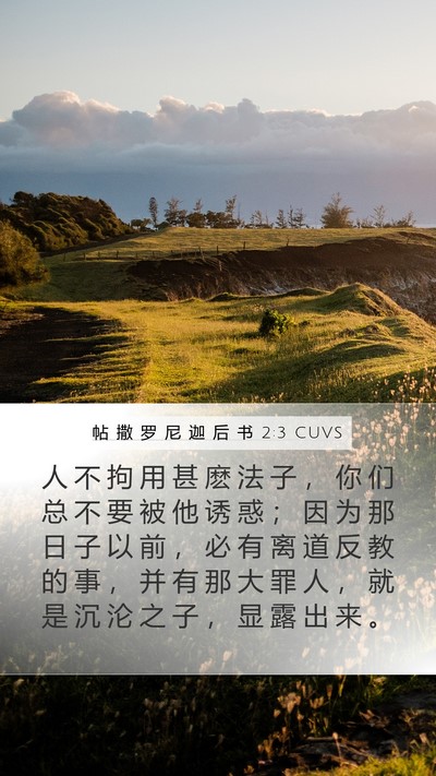 帖 撒 罗 尼 迦 后 书 2:3 CUVS Bible Verse Image