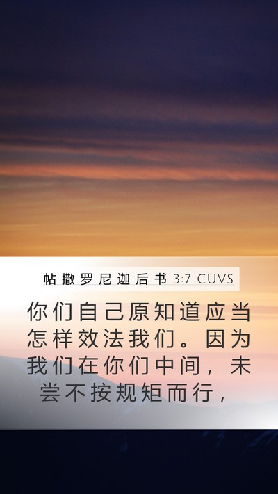 帖 撒 罗 尼 迦 后 书 3:7 CUVS Bible Verse Image