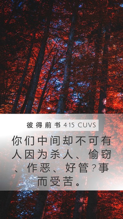 彼 得 前 书 4:15 CUVS Mobile Phone Wallpaper - 你 们 中 间 却 不 可 有 人 因 为 杀 - Mobile Bible Verse Wallpaper