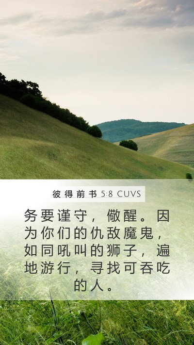 彼 得 前 书 5:8 CUVS Bible Verse Image