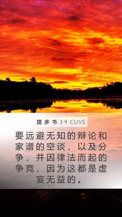 提 多 书 3:9 CUVS Bible Verse Image