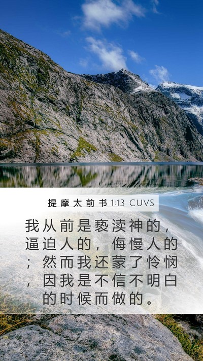 提 摩 太 前 书 1:13 CUVS Bible Verse Image