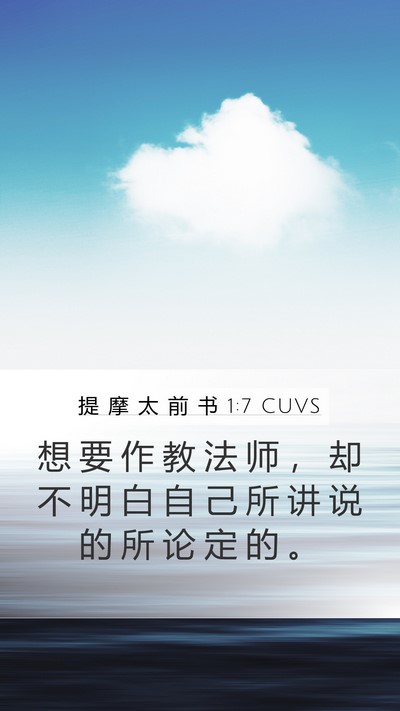 提 摩 太 前 书 1:7 CUVS Bible Verse Image