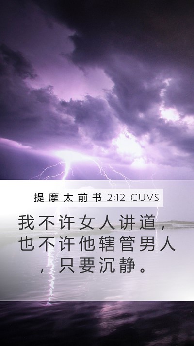提 摩 太 前 书 2:12 CUVS Mobile Phone Wallpaper - 我 不 许 女 人 讲 道 ， 也 不 许 他 - Mobile Bible Verse Wallpaper
