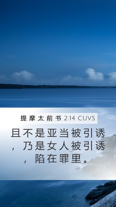 提 摩 太 前 书 2:14 CUVS Bible Verse Image
