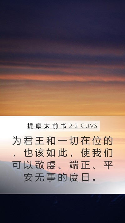 提 摩 太 前 书 2:2 CUVS Mobile Phone Wallpaper - 为 君 王 和 一 切 在 位 的 ， 也 该 - Mobile Bible Verse Wallpaper