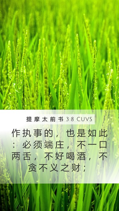 提 摩 太 前 书 3:8 CUVS Bible Verse Image