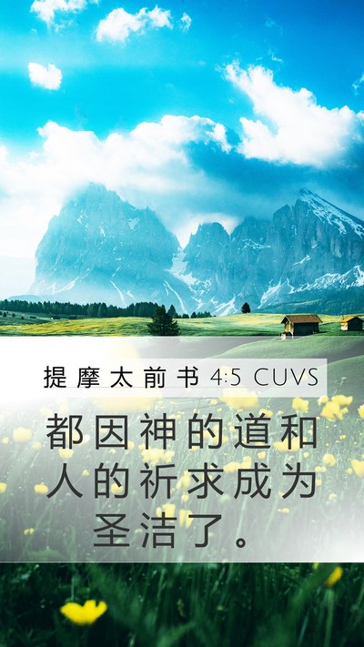 提 摩 太 前 书 4:5 CUVS Mobile Phone Wallpaper - 都 因 神 的 道 和 人 的 祈 求 成 为 - Mobile Bible Verse Wallpaper