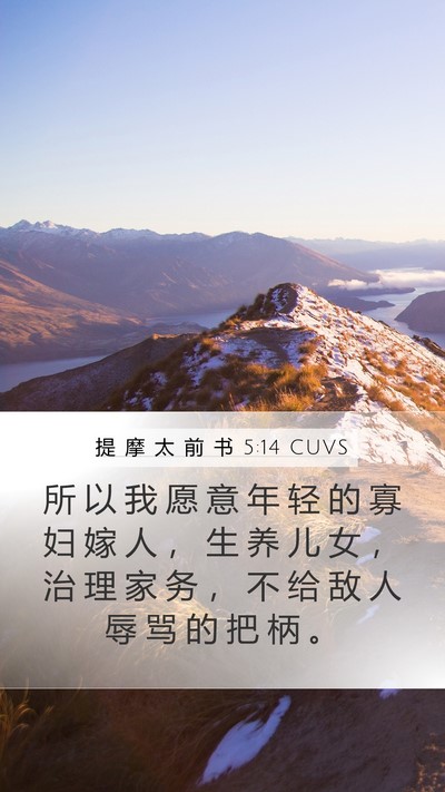 提 摩 太 前 书 5:14 CUVS Bible Verse Image