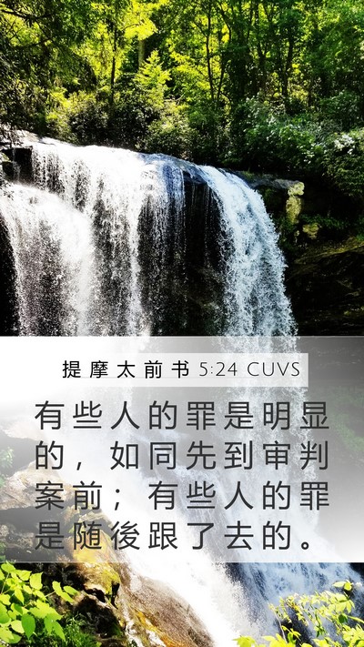 提 摩 太 前 书 5:24 CUVS Bible Verse Image