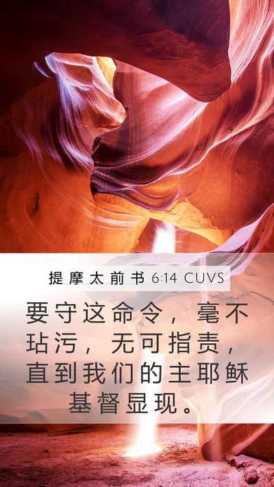 提 摩 太 前 书 6:14 CUVS Mobile Phone Wallpaper - 要 守 这 命 令 ， 毫 不 玷 污 ， 无 - Mobile Bible Verse Wallpaper