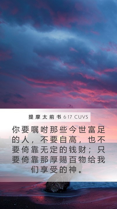 提 摩 太 前 书 6:17 CUVS Bible Verse Image