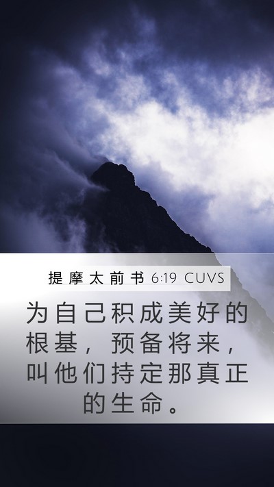 提 摩 太 前 书 6:19 CUVS Bible Verse Image