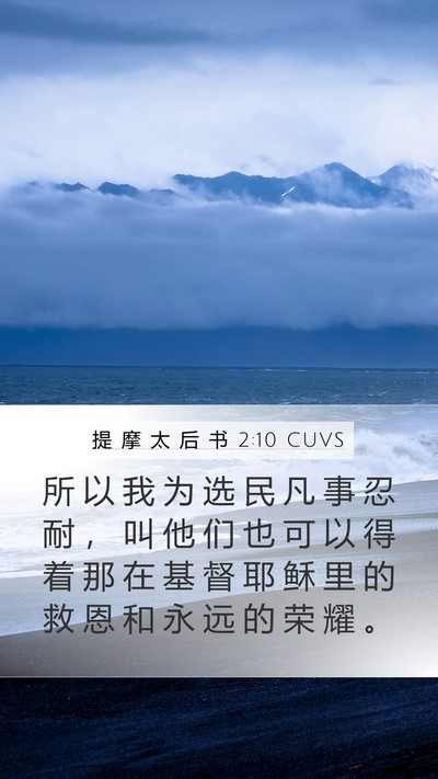 提 摩 太 后 书 2:10 CUVS Bible Verse Image