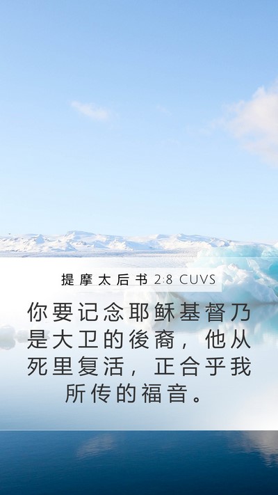 提 摩 太 后 书 2:8 CUVS Mobile Phone Wallpaper - 你 要 记 念 耶 稣 基 督 乃 是 大 卫 - Mobile Bible Verse Wallpaper