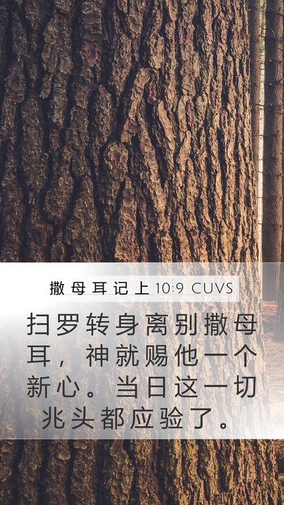 撒 母 耳 记 上 10:9 CUVS Mobile Phone Wallpaper - 扫 罗 转 身 离 别 撒 母 耳 ， 神 就 - Mobile Bible Verse Wallpaper