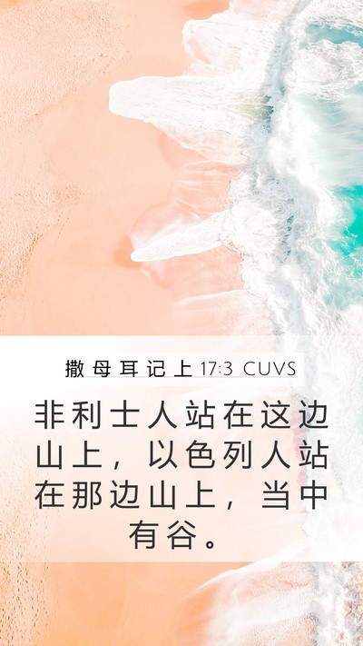 撒 母 耳 记 上 17:3 CUVS Mobile Phone Wallpaper - 非 利 士 人 站 在 这 边 山 上 ， 以 - Mobile Bible Verse Wallpaper