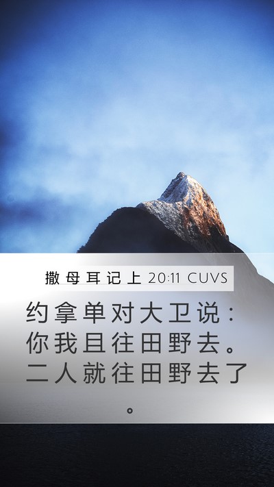 撒 母 耳 记 上 20:11 CUVS Mobile Phone Wallpaper - 约 拿 单 对 大 卫 说 ： 你 我 且 往 - Mobile Bible Verse Wallpaper