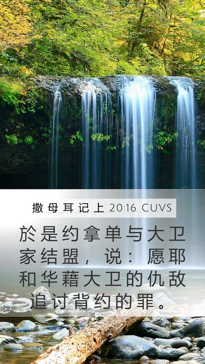 撒 母 耳 记 上 20:16 CUVS Mobile Phone Wallpaper - 於 是 约 拿 单 与 大 卫 家 结 盟 ， - Mobile Bible Verse Wallpaper