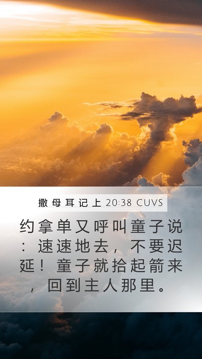 撒 母 耳 记 上 20:38 CUVS Mobile Phone Wallpaper - 约 拿 单 又 呼 叫 童 子 说 ： 速 速 - Mobile Bible Verse Wallpaper