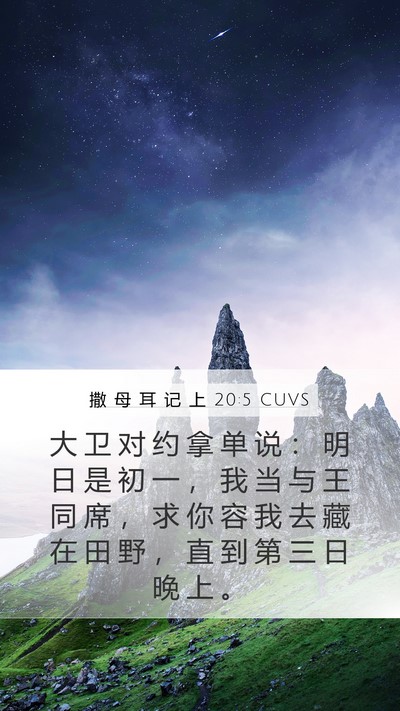 撒 母 耳 记 上 20:5 CUVS Mobile Phone Wallpaper - 大 卫 对 约 拿 单 说 ： 明 日 是 初 - Mobile Bible Verse Wallpaper