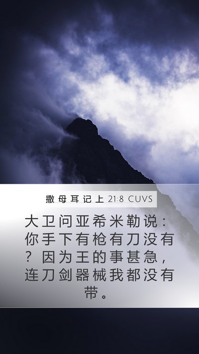 撒 母 耳 记 上 21:8 CUVS Bible Verse Image
