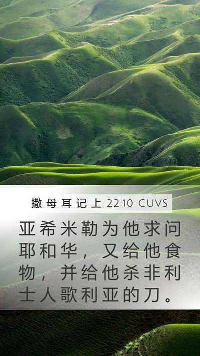 撒 母 耳 记 上 22:10 CUVS Mobile Phone Wallpaper - 亚 希 米 勒 为 他 求 问 耶 和 华 ， - Mobile Bible Verse Wallpaper