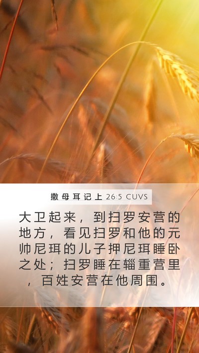 撒 母 耳 记 上 26:5 CUVS Mobile Phone Wallpaper - 大 卫 起 来 ， 到 扫 罗 安 营 的 地 - Mobile Bible Verse Wallpaper
