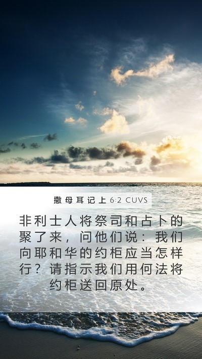 撒 母 耳 记 上 6:2 CUVS Mobile Phone Wallpaper - 非 利 士 人 将 祭 司 和 占 卜 的 聚 - Mobile Bible Verse Wallpaper
