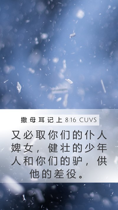 撒 母 耳 记 上 8:16 CUVS Mobile Phone Wallpaper - 又 必 取 你 们 的 仆 人 婢 女 ， 健 - Mobile Bible Verse Wallpaper