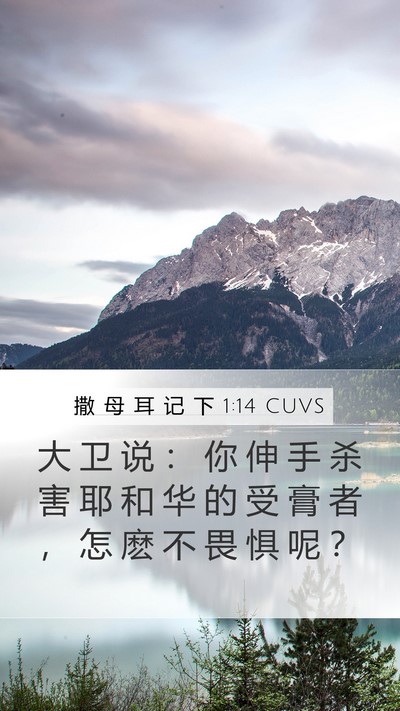 撒 母 耳 记 下 1:14 CUVS Mobile Phone Wallpaper - 大 卫 说 ： 你 伸 手 杀 害 耶 和 华 - Mobile Bible Verse Wallpaper