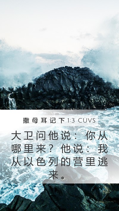 撒 母 耳 记 下 1:3 CUVS Mobile Phone Wallpaper - 大 卫 问 他 说 ： 你 从 哪 里 来 ？ - Mobile Bible Verse Wallpaper