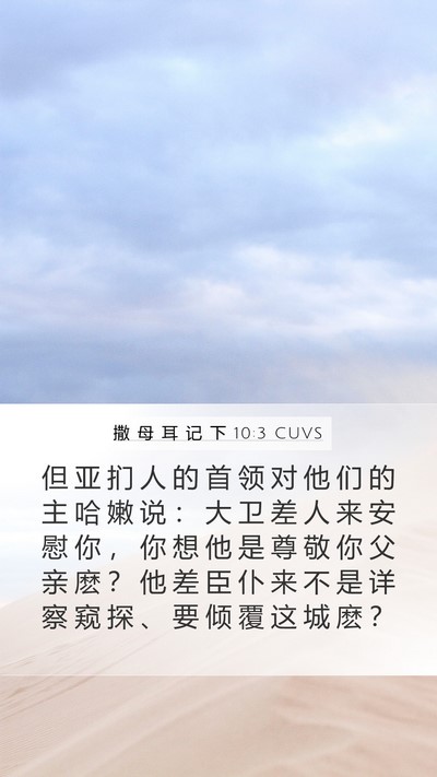 撒 母 耳 记 下 10:3 CUVS Mobile Phone Wallpaper - 但 亚 扪 人 的 首 领 对 他 们 的 主 - Mobile Bible Verse Wallpaper