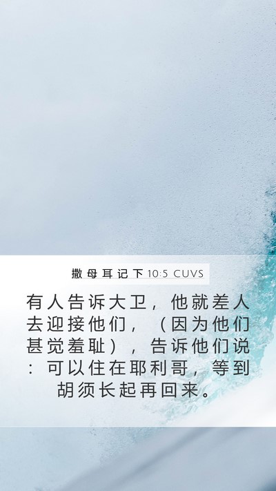 撒 母 耳 记 下 10:5 CUVS Mobile Phone Wallpaper - 有 人 告 诉 大 卫 ， 他 就 差 人 去 - Mobile Bible Verse Wallpaper