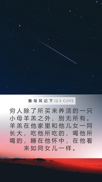 撒 母 耳 记 下 12:3 CUVS Mobile Phone Wallpaper - 穷 人 除 了 所 买 来 养 活 的 一 只 - Mobile Bible Verse Wallpaper